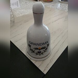 New White and Gold Decorative Bell with Floral Design